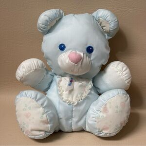 Vintage 1994 Fisher Price Puffalump Baby Blue Bear Rattle Plush #1214
